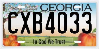 GA license plate CXB4033