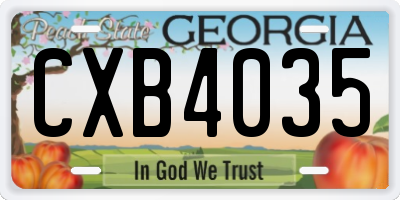 GA license plate CXB4035