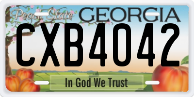 GA license plate CXB4042