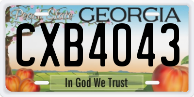 GA license plate CXB4043