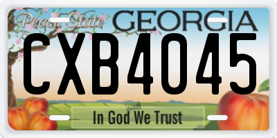 GA license plate CXB4045