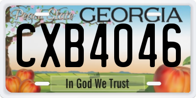 GA license plate CXB4046
