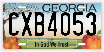 GA license plate CXB4053