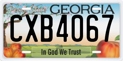 GA license plate CXB4067