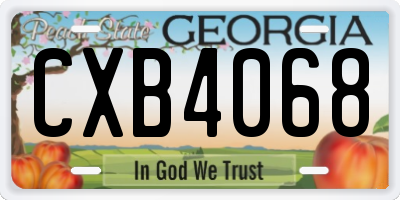 GA license plate CXB4068