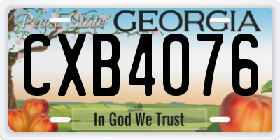 GA license plate CXB4076