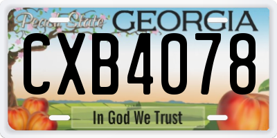 GA license plate CXB4078