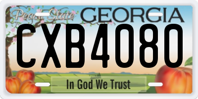 GA license plate CXB4080