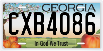 GA license plate CXB4086