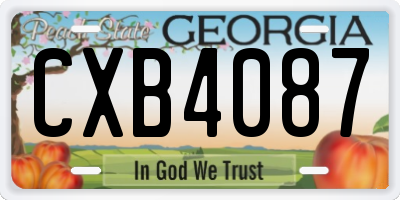 GA license plate CXB4087