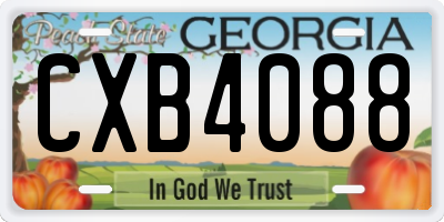 GA license plate CXB4088