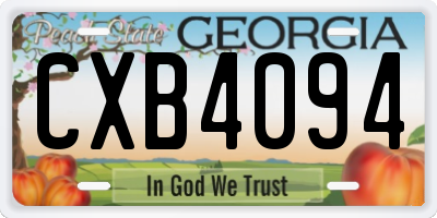 GA license plate CXB4094