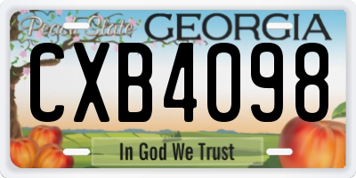 GA license plate CXB4098