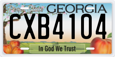 GA license plate CXB4104