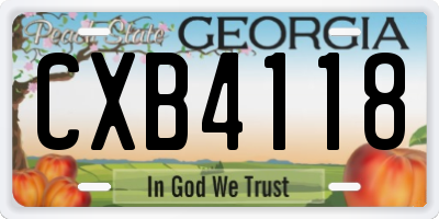GA license plate CXB4118
