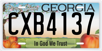 GA license plate CXB4137