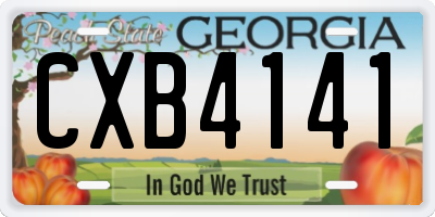 GA license plate CXB4141