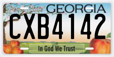 GA license plate CXB4142