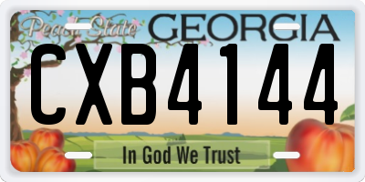 GA license plate CXB4144