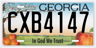 GA license plate CXB4147