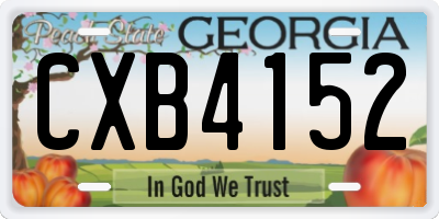 GA license plate CXB4152