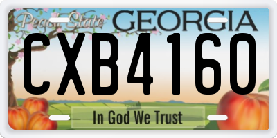 GA license plate CXB4160