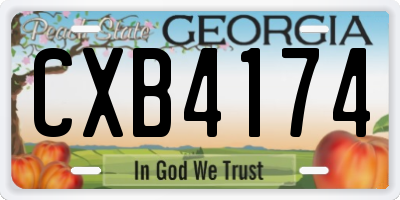 GA license plate CXB4174