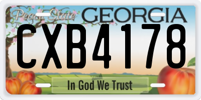 GA license plate CXB4178