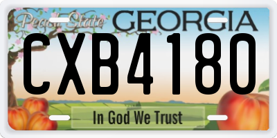 GA license plate CXB4180