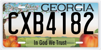 GA license plate CXB4182