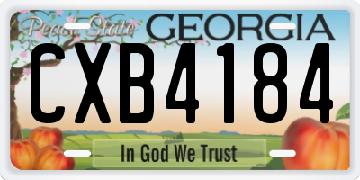 GA license plate CXB4184