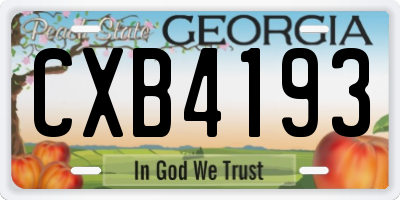 GA license plate CXB4193