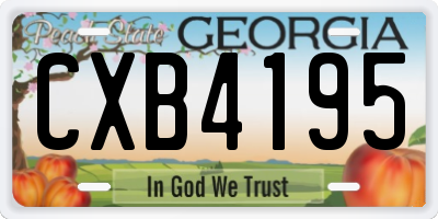 GA license plate CXB4195