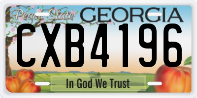 GA license plate CXB4196