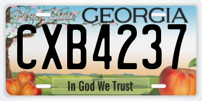 GA license plate CXB4237