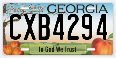 GA license plate CXB4294
