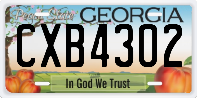 GA license plate CXB4302
