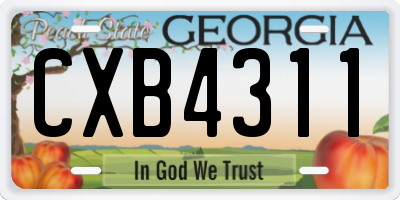 GA license plate CXB4311
