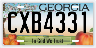 GA license plate CXB4331