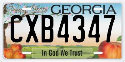 GA license plate CXB4347
