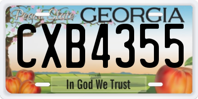 GA license plate CXB4355