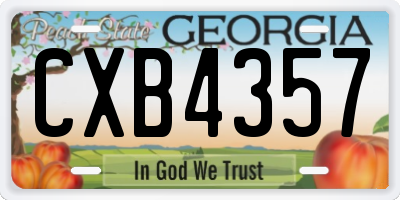 GA license plate CXB4357