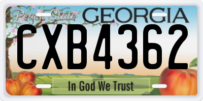 GA license plate CXB4362