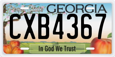 GA license plate CXB4367