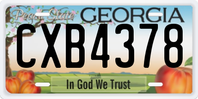 GA license plate CXB4378