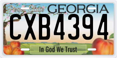 GA license plate CXB4394