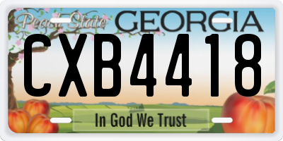 GA license plate CXB4418