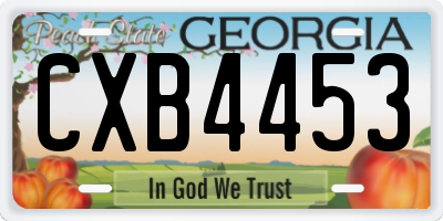 GA license plate CXB4453