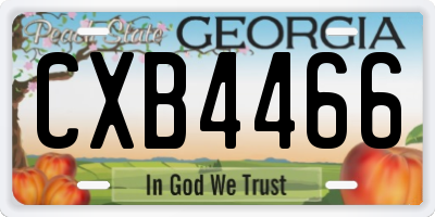 GA license plate CXB4466