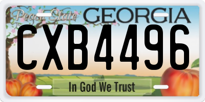 GA license plate CXB4496